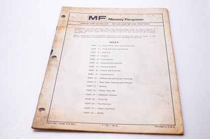 Massey Ferguson 1448 370 M1 Repair Time Schedule MF 230 & MF 235 Tractors