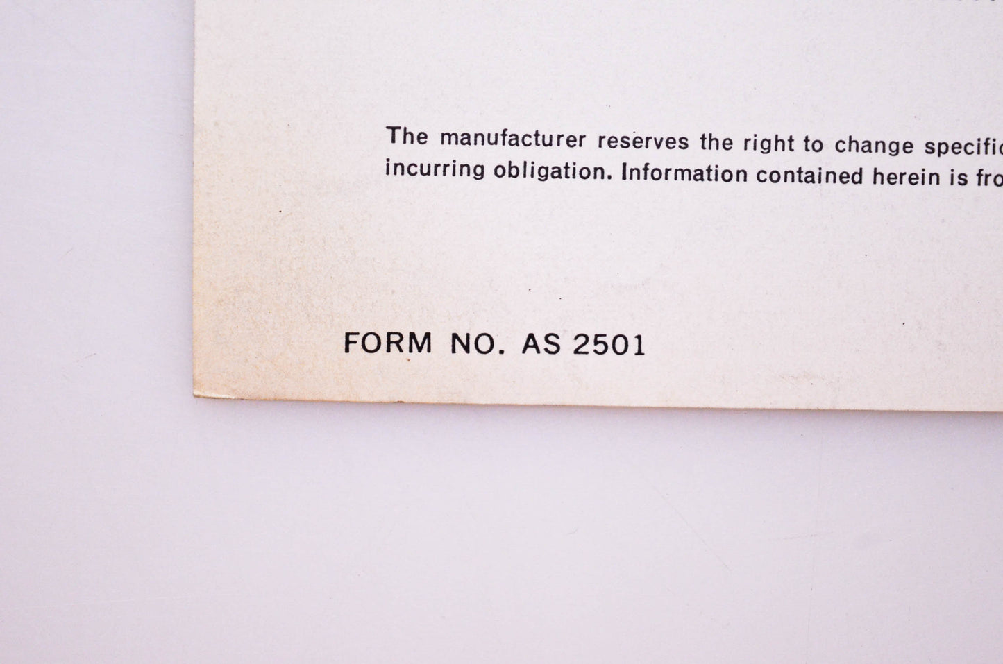 Oliver AS 2501 Oliver 431 Specifications Self-Propelled Engine Brochure