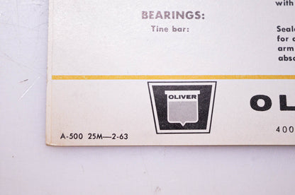 Oliver A-500, 25M-2-63 Oliver No. 107 Side Delivery Rake Brochure