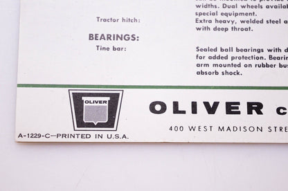 Oliver A-1229-C, 10M-4-61 Oliver Number 107 Side Delivery Rake Brochure