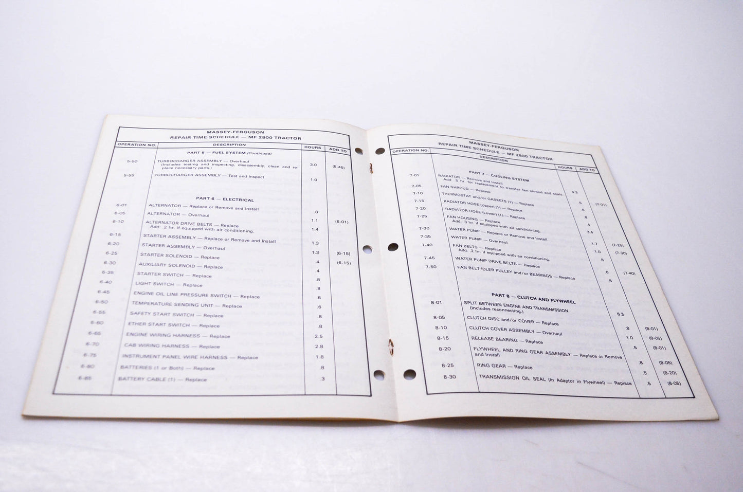 Massey Ferguson 1448 389 M1 Repair Time Schedule MF 2800 Tractor
