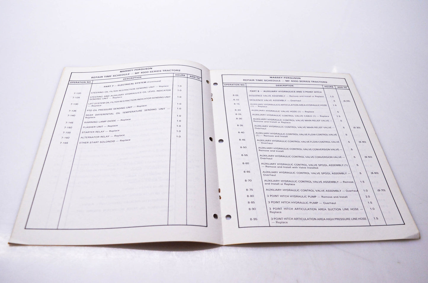 Massey Ferguson 1448 532 M1 Repair Time Schedule MF 4000 Series Tractors