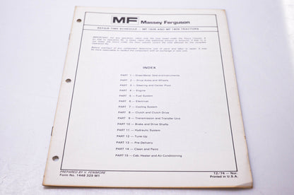Massey Ferguson 1448 329 M1 Repair Time Schedule MF 1505 & MF 1805 Tractors