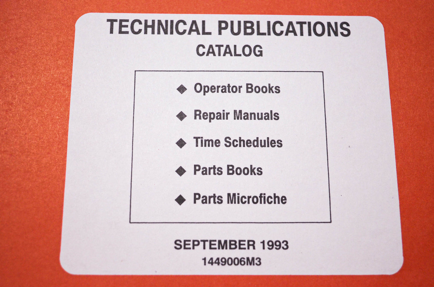 Massey Ferguson 1449006M3 Technical Publications Catalog September 1993