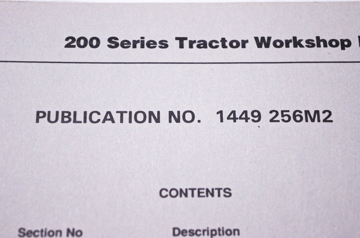Massey Ferguson 1449 256M2 200 Series Tractor Workshop Manual