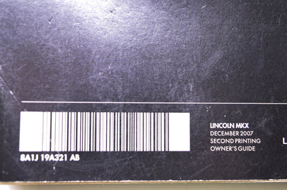 Lincoln 8A1J 19A321 AB Lincoln MKX 2008 Owner's Guide