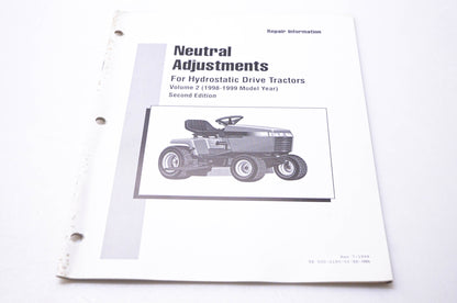 Simplicity Manufacturing 500-2180-01-XX-SMA Repair Information Neutral Adjustments for Hydrostatic Drive Tractors
