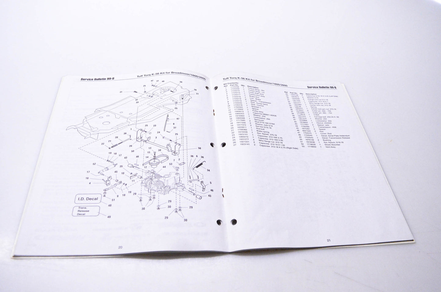 Simplicity Manufacturing 900-2305-00-XX-SMA Service Information Product Service Bulletin 98-15 thru 99-18
