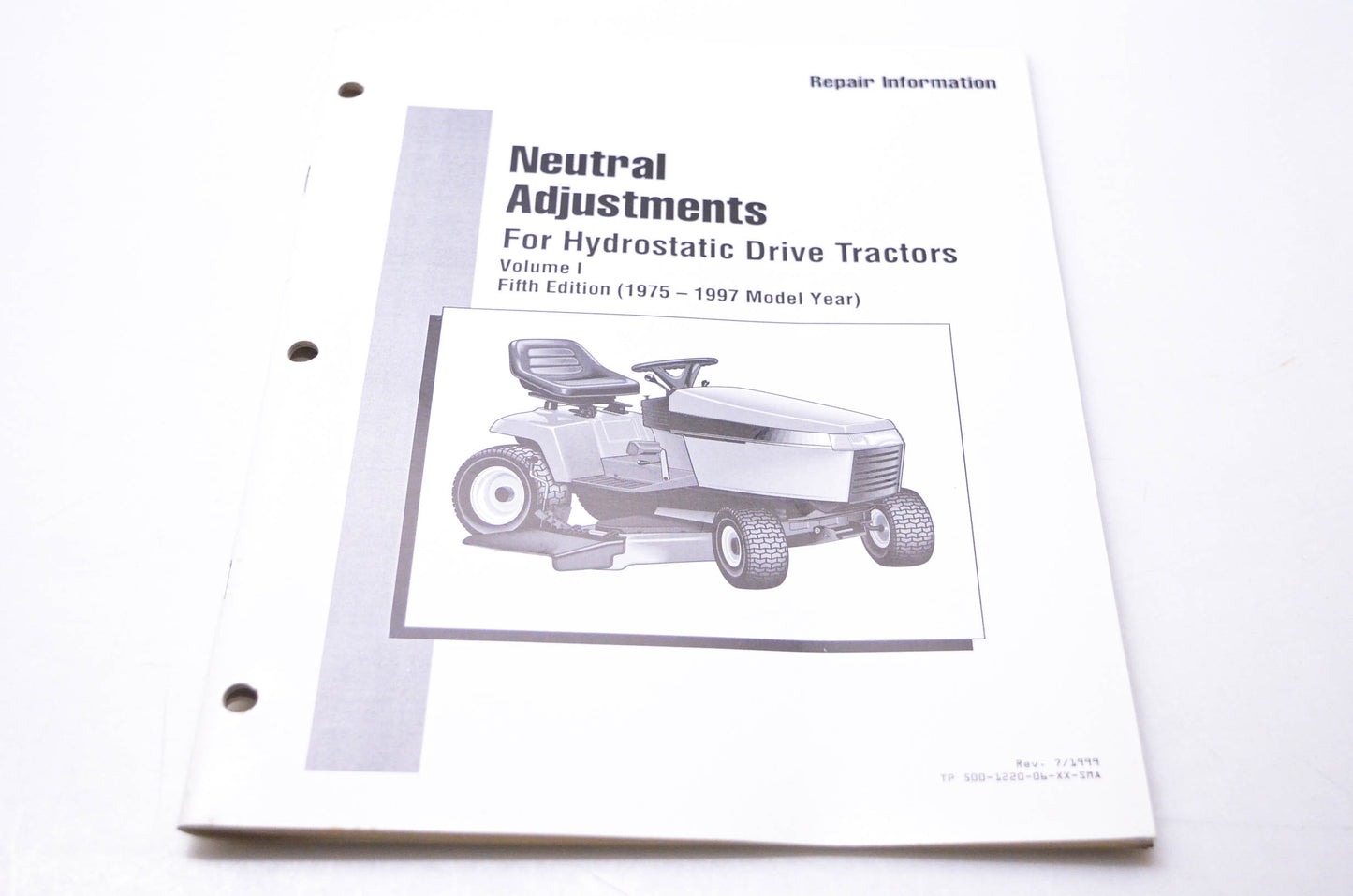Simplicity Manufacturing 500-1200-06-XX-SMA Repair Information Neutral Adjustments for Hydrostatic Drive Tractors