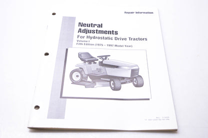 Simplicity Manufacturing 500-1200-06-XX-SMA Repair Information Neutral Adjustments for Hydrostatic Drive Tractors