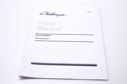 Agco 4316081M1 Challenger Parts Manual Model MSB63 Snowblower