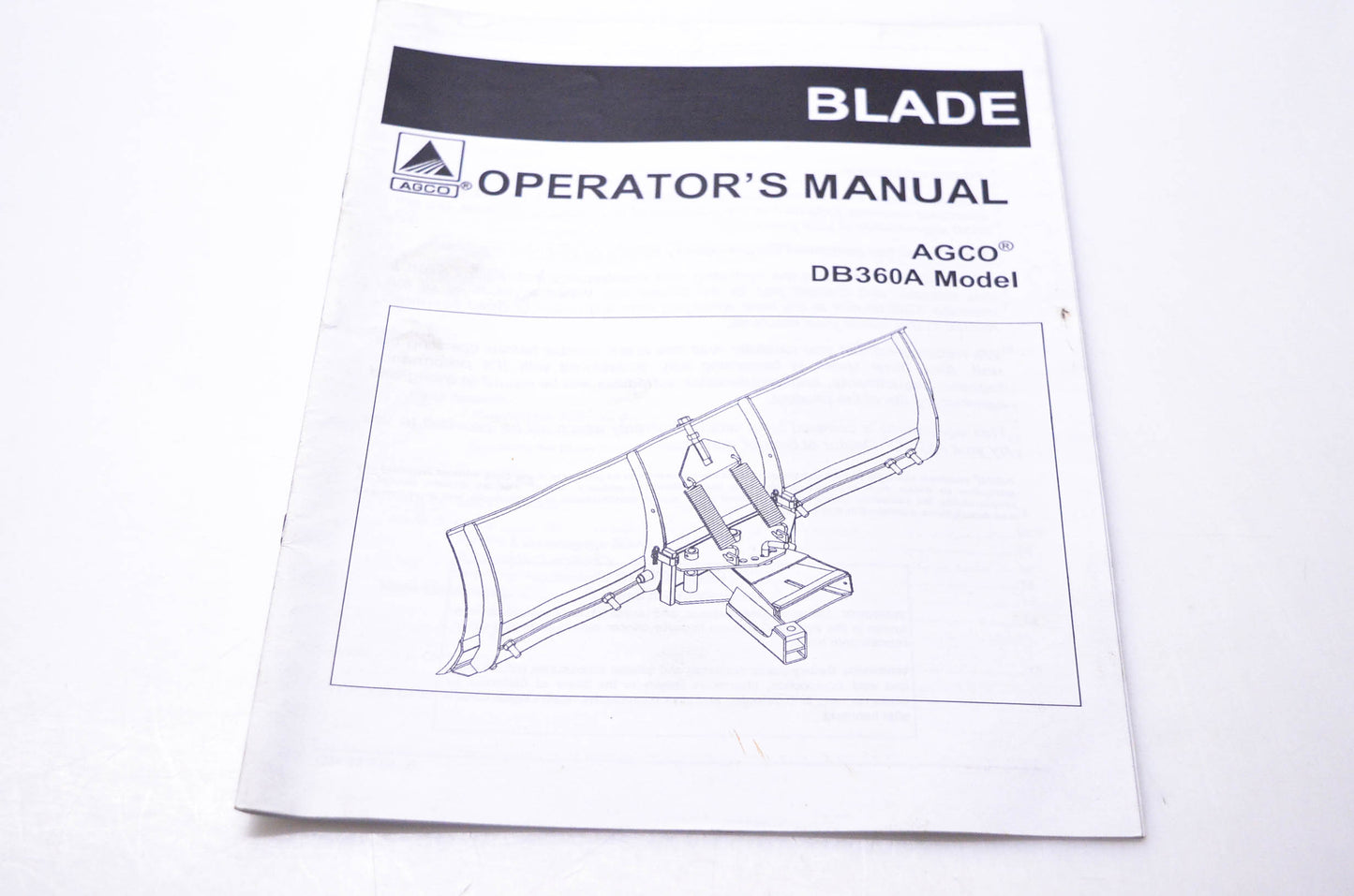 Agco 4316065M1 Blade Operator's Manual Agco DB360A Model