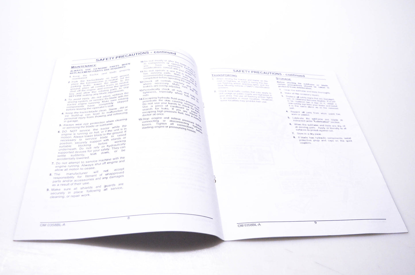 Agco 4316065M1 Blade Operator's Manual Agco DB360A Model