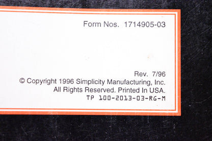 Massey Ferguson 1714905-03, 100-2013-03-RG-M Lawn & Garden Equipment Operator's Manual 2500 Series
