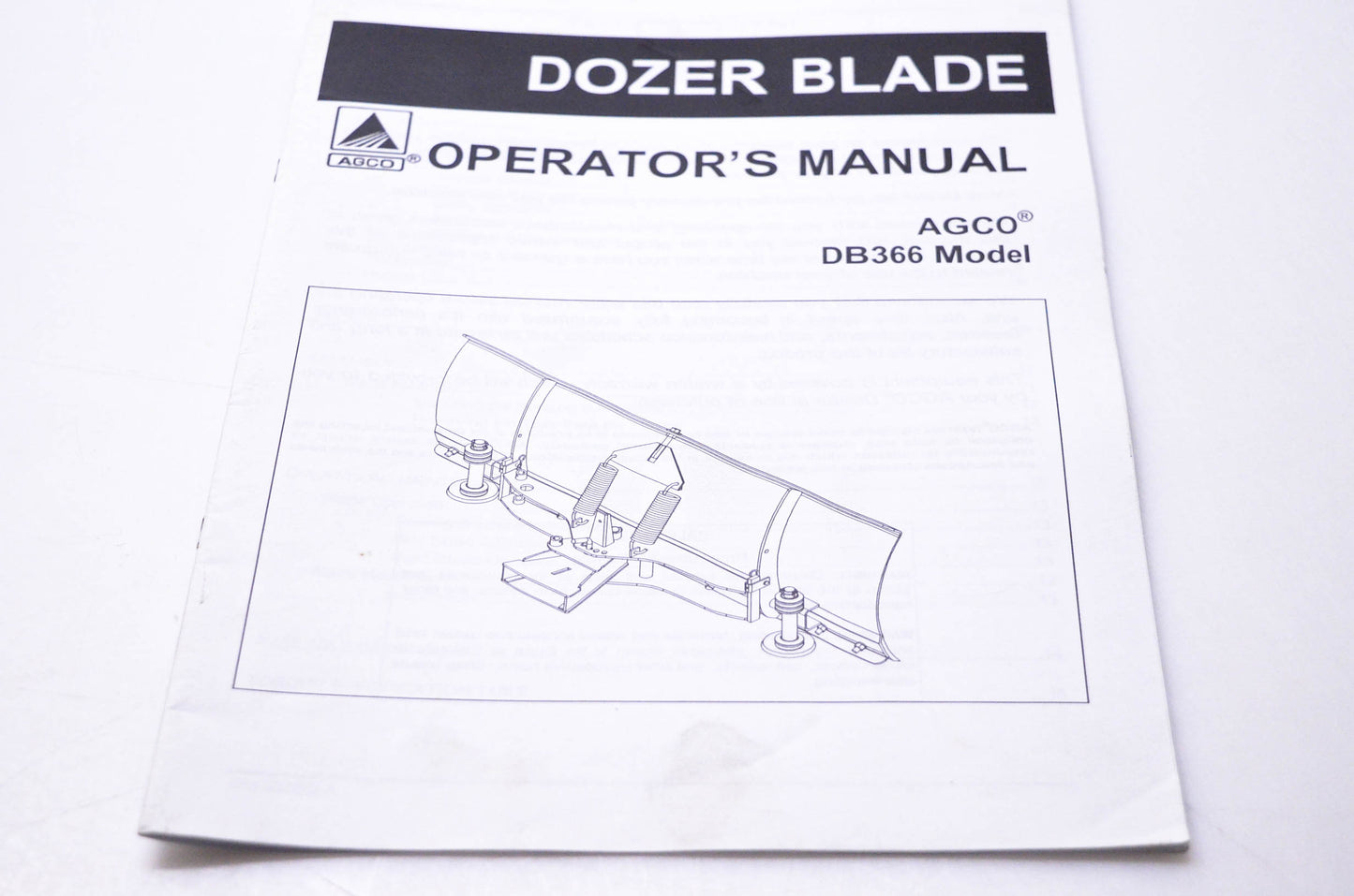Agco 4316047M1 Dozer Blade Operator's Manual Agco DB366 Model