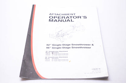 Simplicity Manufacturing 1724186-06, 1723220-06, 100-2545-06-AT-SMA Attachment Operator's Manual 42 46 Single Stage Snowthrower