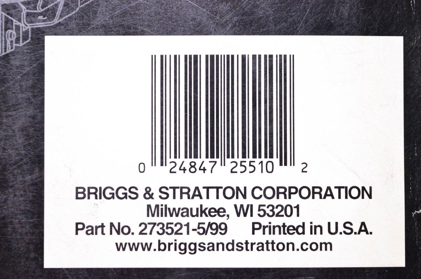 OEM Briggs & Stratton 273521 Intek V-Twin Cylinder OHV Repair Manual