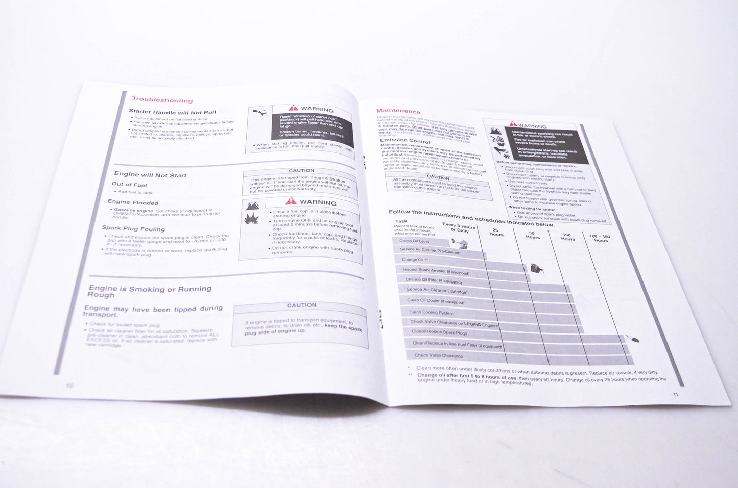 OEM Briggs & Stratton 276353 Operating & Maintenance Instructions