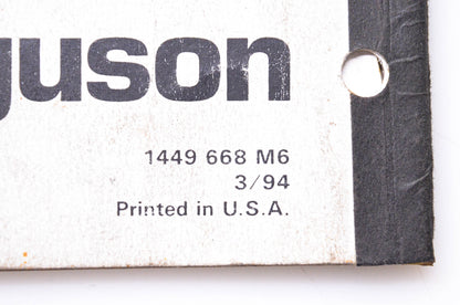 Massey Ferguson 1449 668 M6 MF 1246 Operator Instruction Book