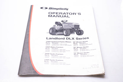 Simplicity Manufacturing 100-2224-04-LL-SMA Operator's Manual Landlord DLX Series