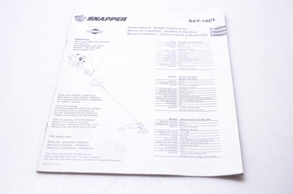 Snapper SST-18CL Owner's Manual Straight Shaft Trimmer