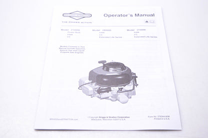 OEM Briggs & Stratton 276344 Operator's Manual Model 210000 280000 310000