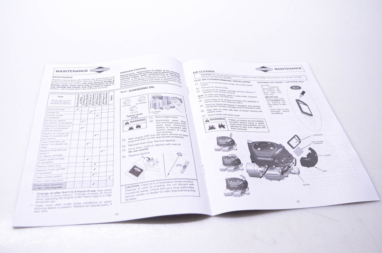 OEM Briggs & Stratton 276344 Operator's Manual Model 210000 280000 310000