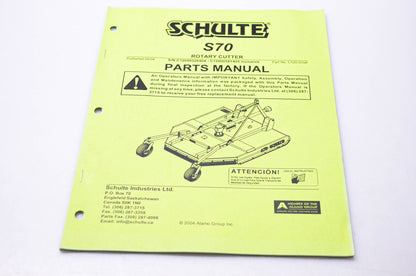 Schulte C120-010P S70 Rotary Cutter Parts Manual