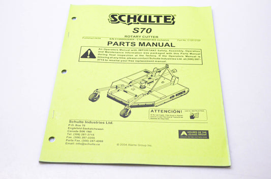 Schulte C120-010P S70 Rotary Cutter Parts Manual