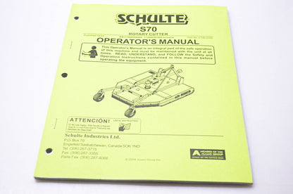 Schulte C120-010C S70 Rotary Cutter Operator's Manual