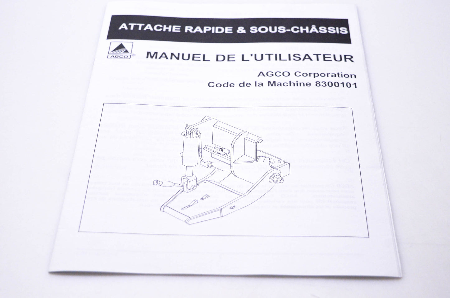 Agco 4263953M1 Attache Rapide & Sous-Ch�ssis Manuel de L'Utilisateur