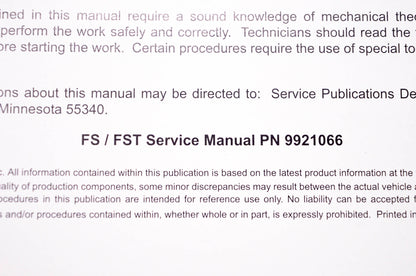 OEM Polaris 9921066 FS FST Service Manual