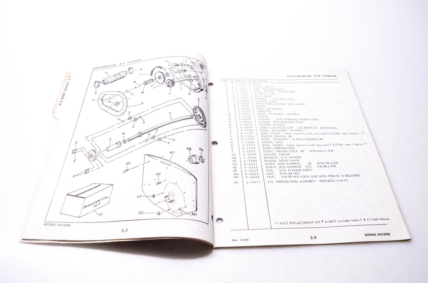 Snapper 06002 Parts Manual Rear Engine Riding Mowers