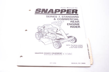 Snapper 06083 Parts Manual Series 7 Standard & Commercial Rear Engine Rider