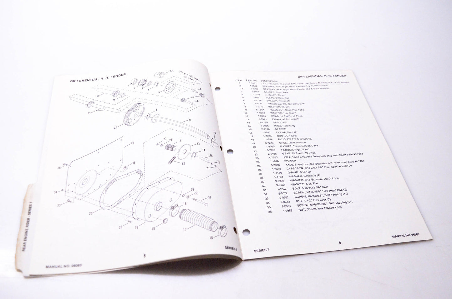 Snapper 06083 Parts Manual Series 7 Standard & Commercial Rear Engine Rider