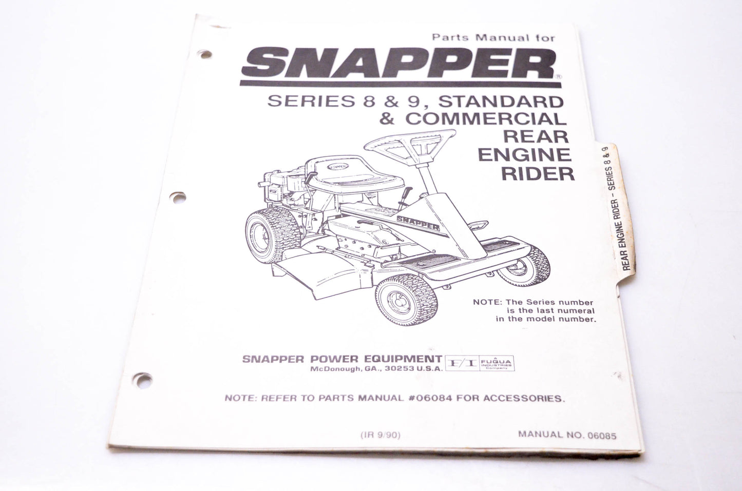 Snapper 06085 Parts Manual Series 8 & 9 Standard & Commercial Rear Engine Rider