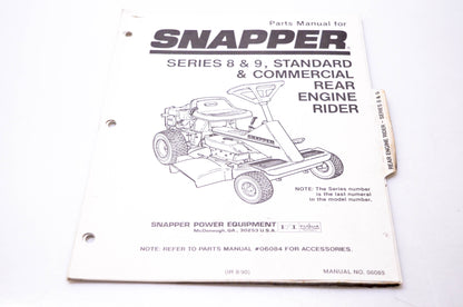 Snapper 06085 Parts Manual Series 8 & 9 Standard & Commercial Rear Engine Rider