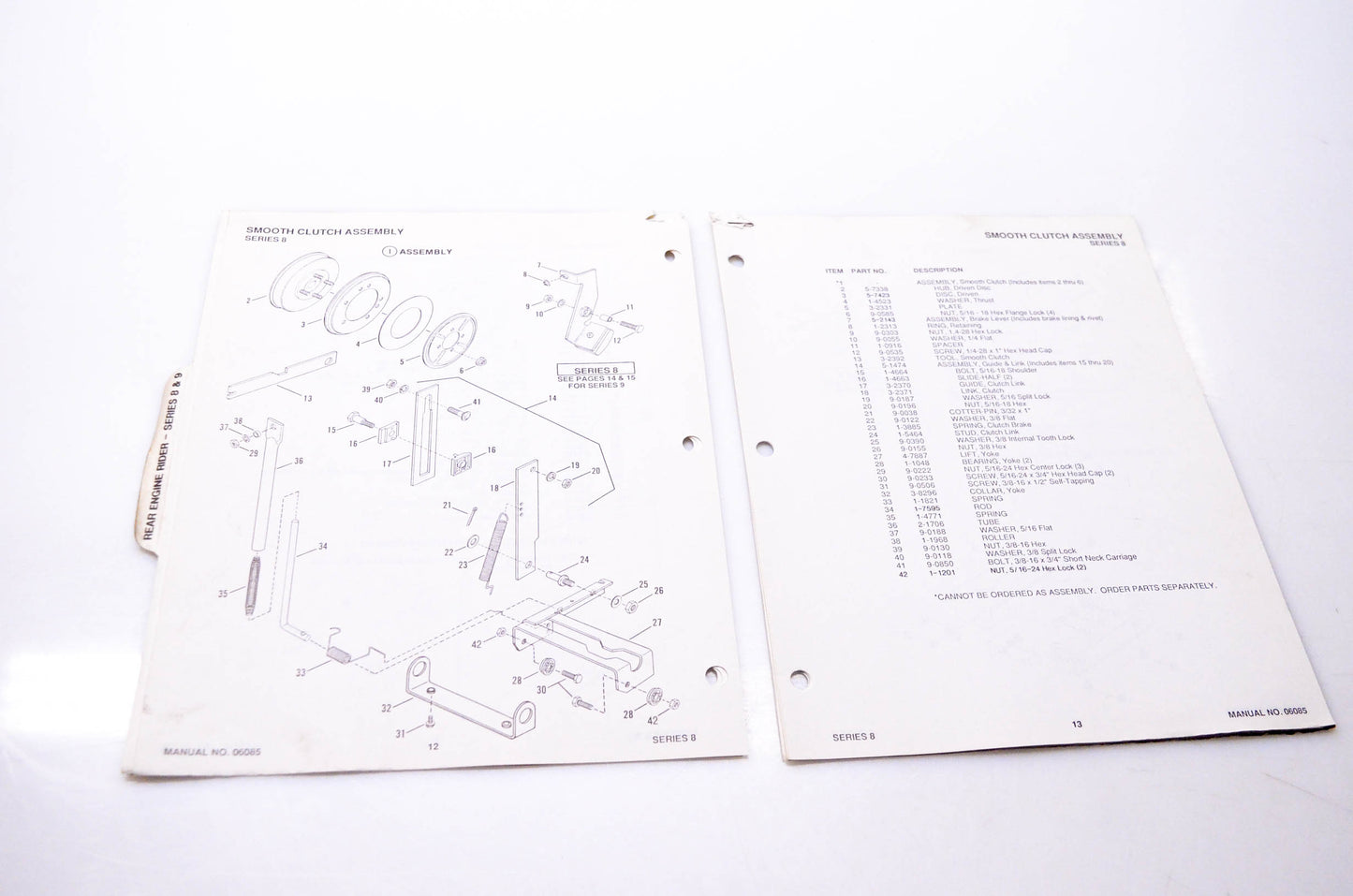 Snapper 06085 Parts Manual Series 8 & 9 Standard & Commercial Rear Engine Rider