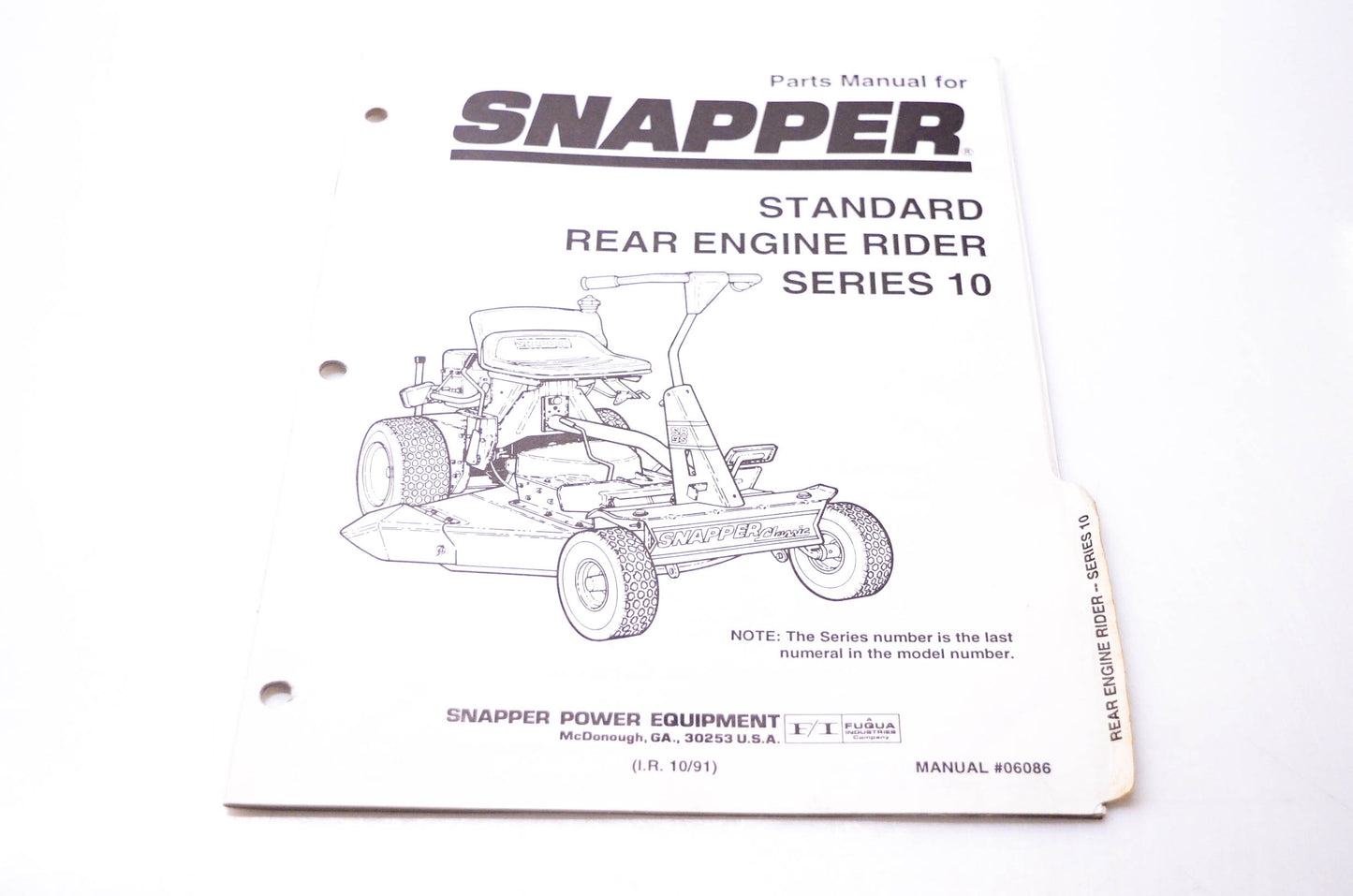 Snapper 06086 Parts Manual Standard Rear Engine Rider Series 10 NOS