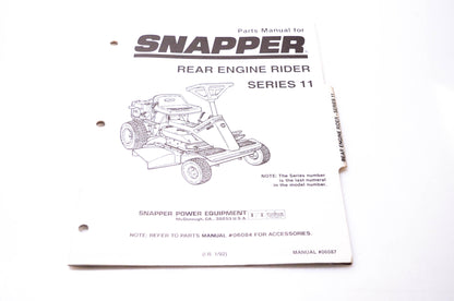 Snapper 06087 Parts Manual Rear Engine Rider Series 11 NOS