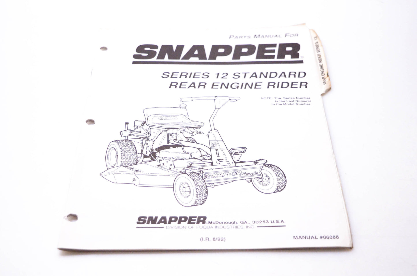 Snapper 06088 Parts Manual Series 12 Rear Engine Rider NOS