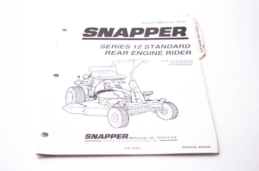 Snapper 06088 Parts Manual Series 12 Rear Engine Rider NOS