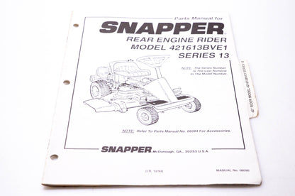 Snapper 06090 Parts Manual Rear Engine Rider Model 421613BVE1 Series 13 NOS