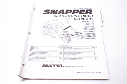 Snapper 06098 Parts Manual Rear Engine Rider Series 16 NOS