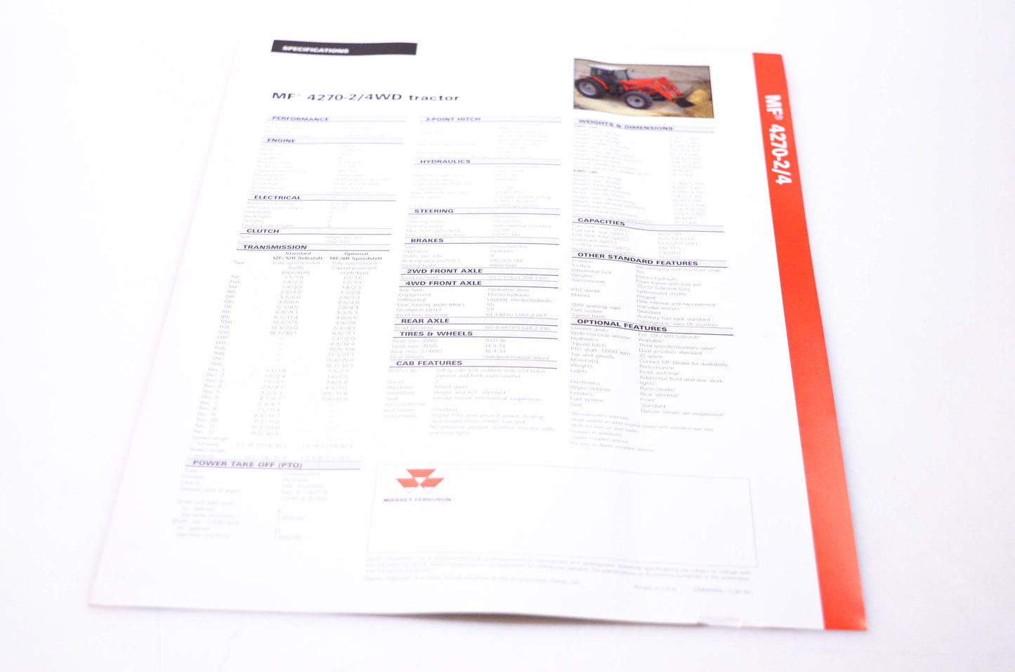 Massey Ferguson 3768456M1 MF 4270-2/4WD Tractor Brochure