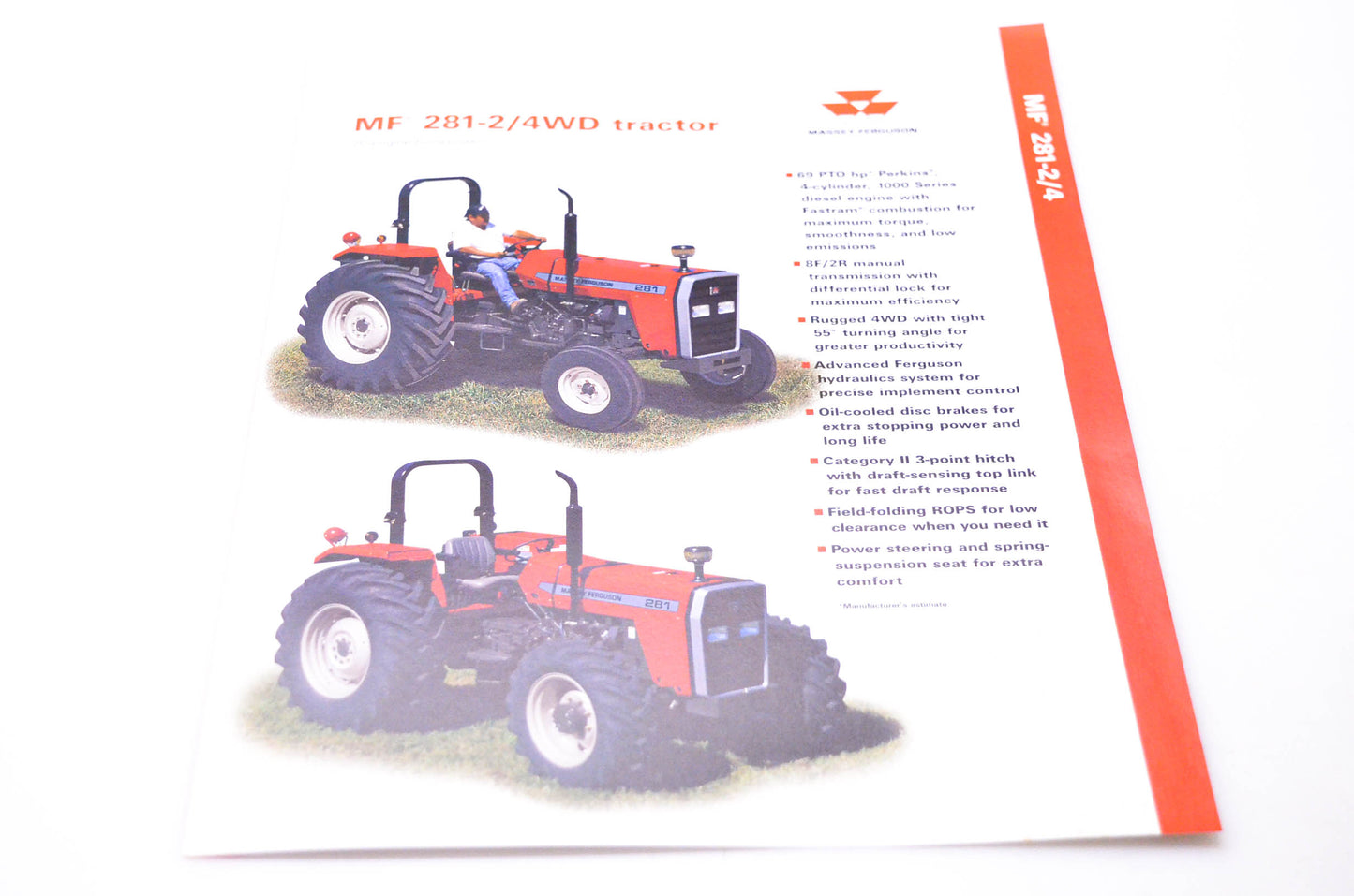 Massey Ferguson 3768488M1 MF 281-2/4WD Tractor Brochure NOS
