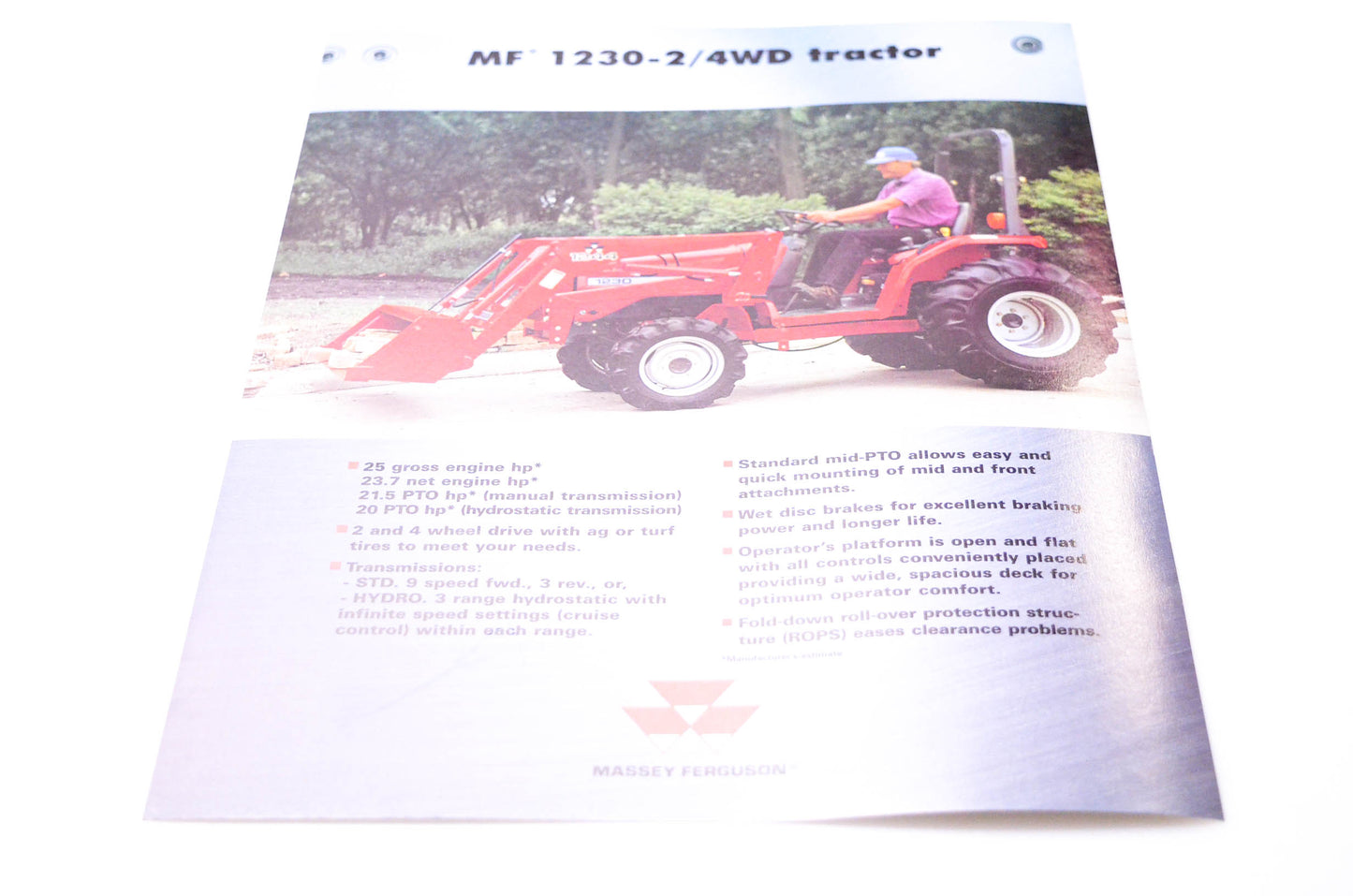 Massey Ferguson 3768162M1 MF 1230-2/4WD Tractor Brochure NOS