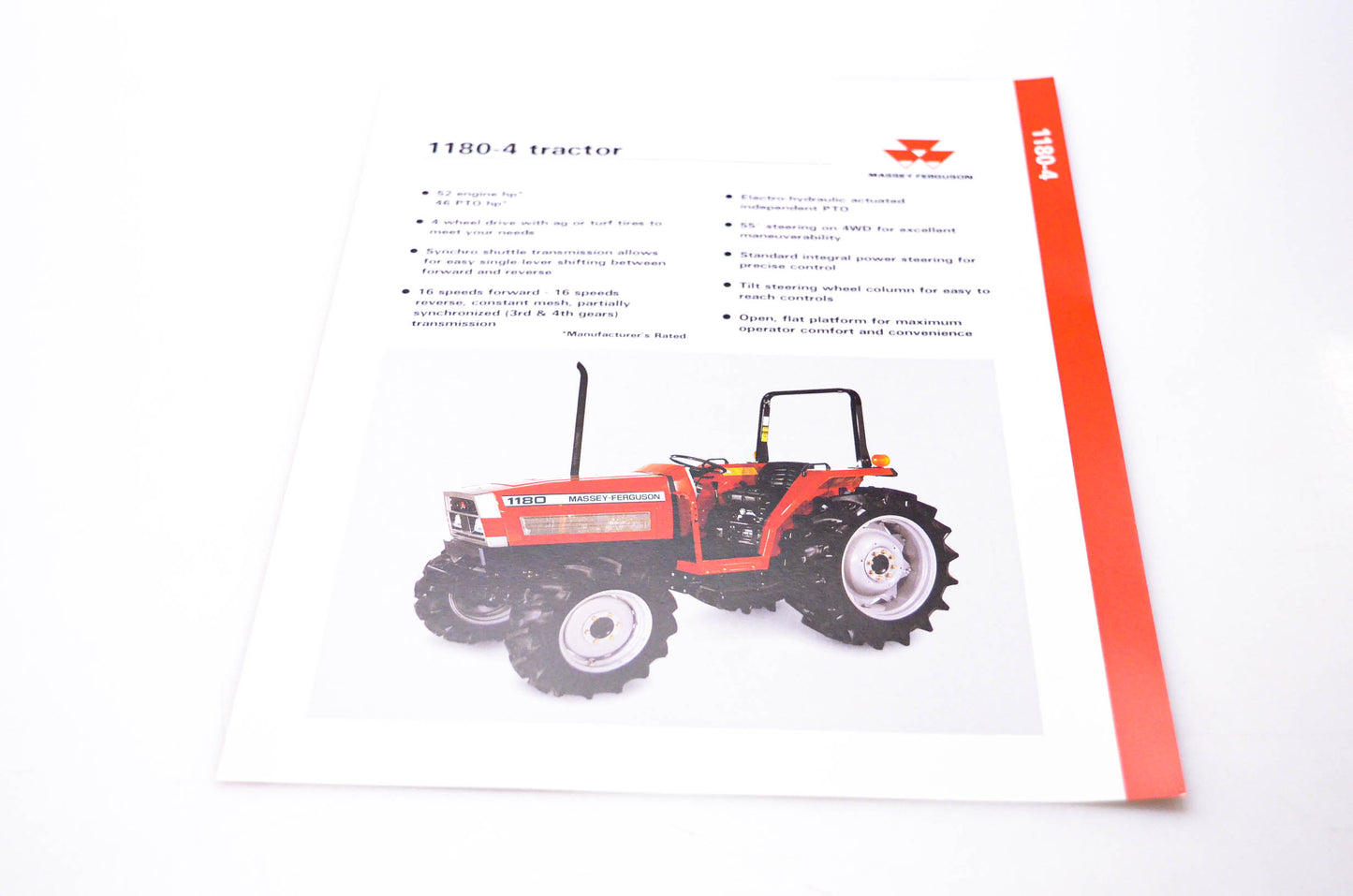 Massey Ferguson 3768157M1, 1092-25-2 Massey Ferguson 1180/4 Tractor Brochure NOS