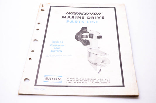 Eaton Manufacturing SP-364 Interceptor Marine Drive Parts List