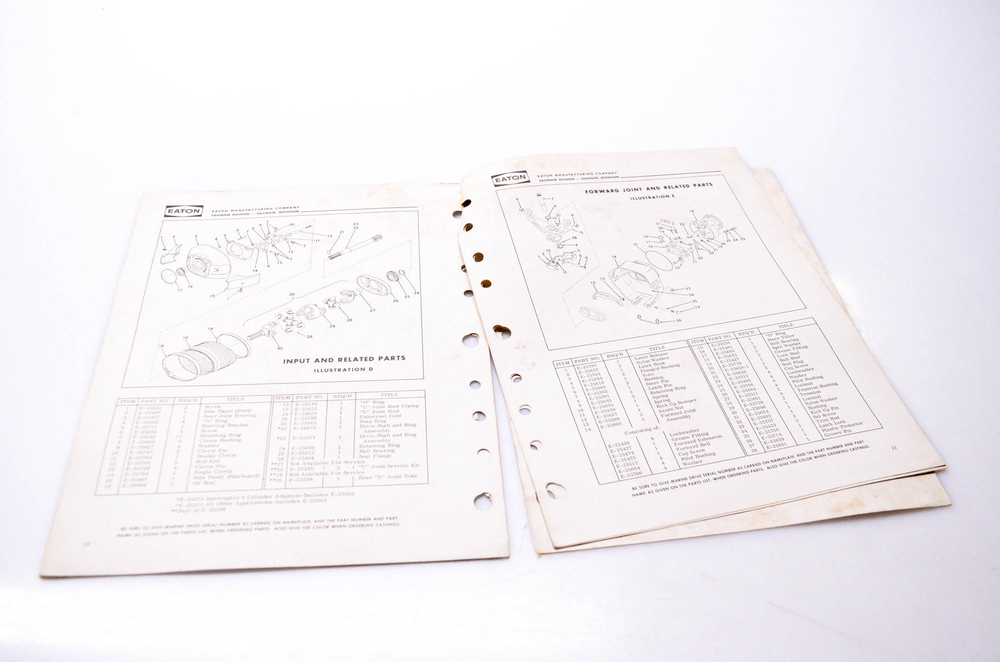 Eaton Manufacturing SP-364 Interceptor Marine Drive Parts List